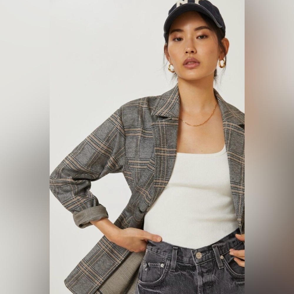 Avec Les Filles Plaid Longline Blazer